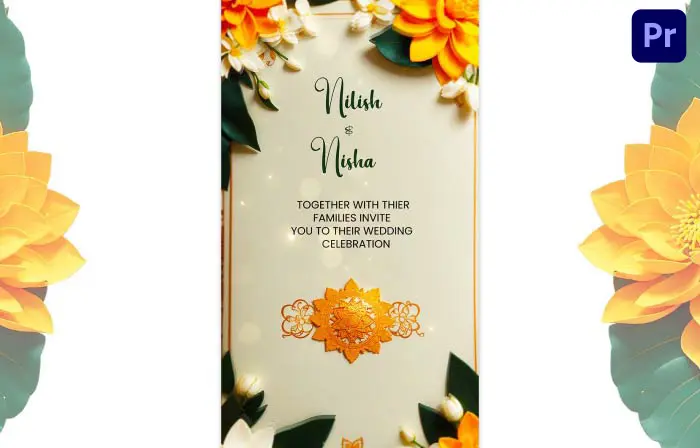 Shiny 3D Golden Wedding Invitation Instagram Story